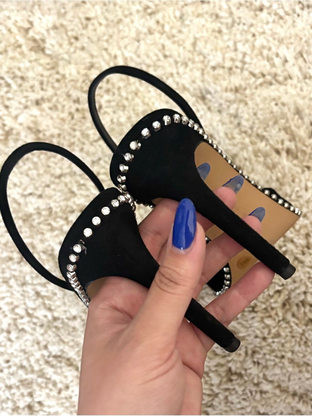 Gianni Bini Black Crystal-Trim Slingback Pumps - Picture 4 of 6